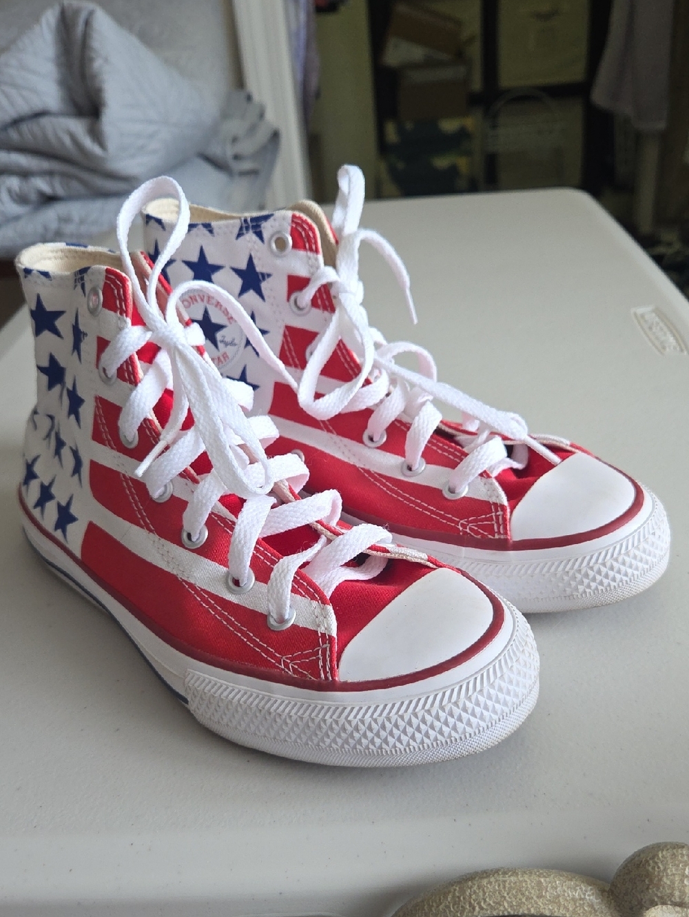 Converse High Top Sneakers - Red, White & Blue Stars